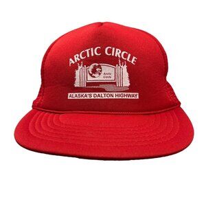 Alaska Arctic Circle Dalton Hwy Trucker Hat Vintage Mesh Snapback Souvenir Red
